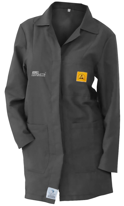 ESD Lab Coat 1/2 Length ESD Smock Dark Grey Female L Antistatic Clothing ESD Garment